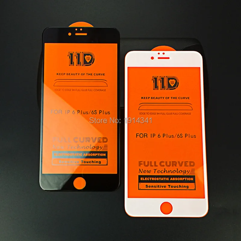 

100pcs/lot For iPhone 8 7 plus 6s 6 plus 11D Curved Tempered Glass For iPhone XS Max XR X Screen Protector Film black white