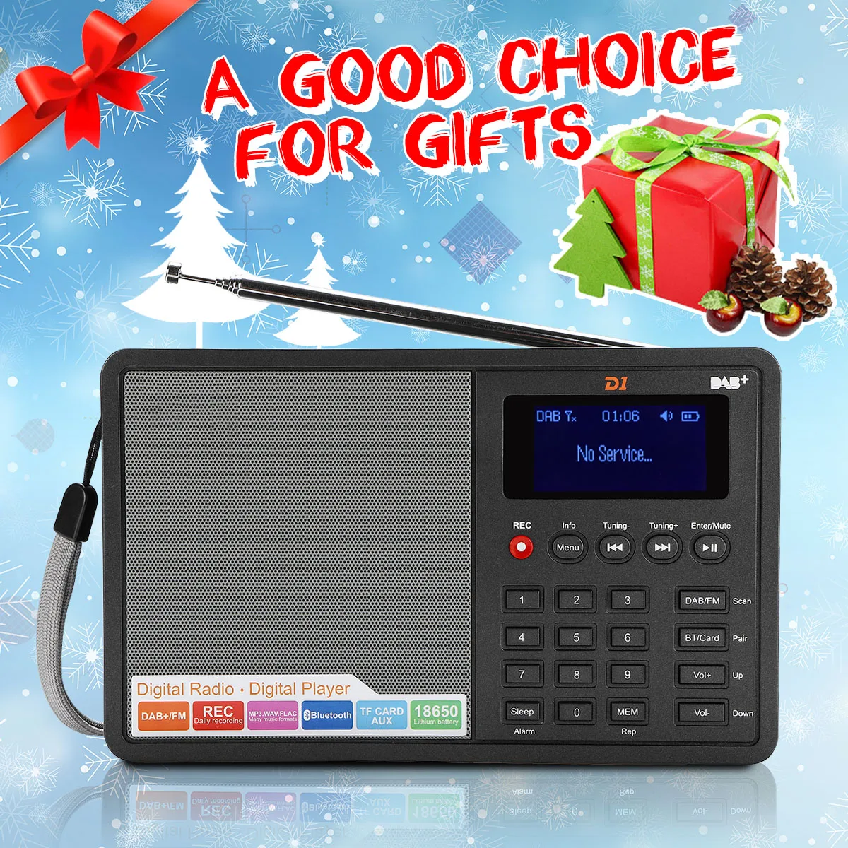 

Portable Digital Radio FM/DAB/DAB Mini Radio Speaker Speaker MP3 USB Alarm Clock for Elder's Parents Birthday Christmas Gift