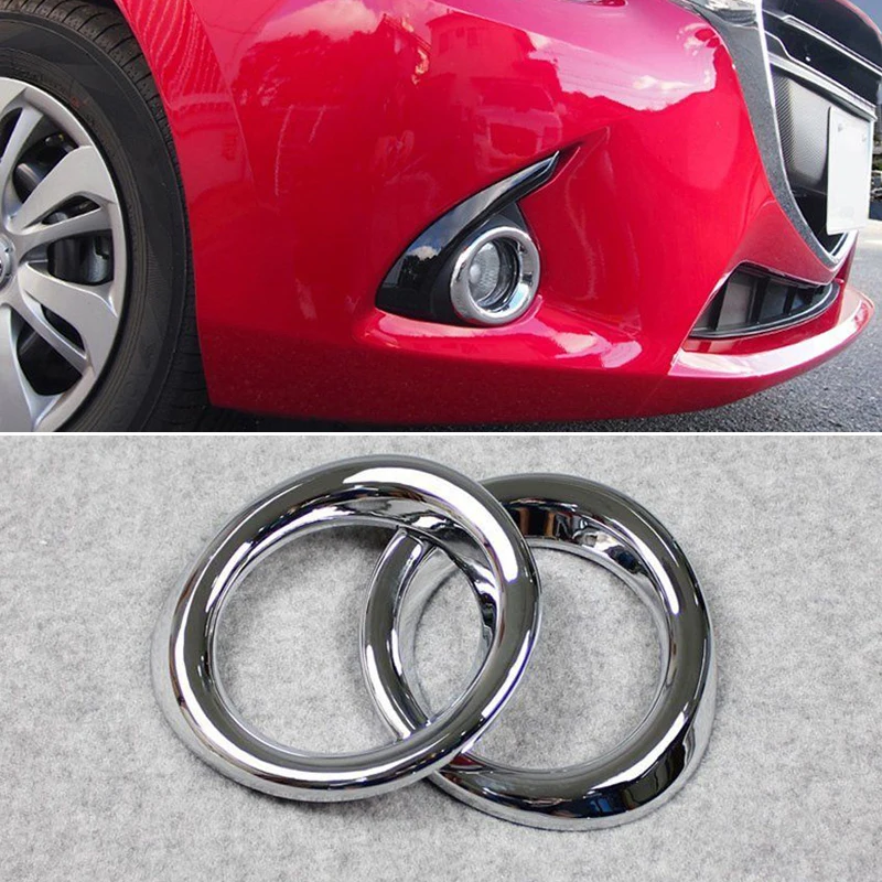 

1 Pair Silver Fog Lamp Frame Auto Accessories For Mazda2 Demio DJ DL 2015 2016 2017 Chrome Front Fog Light Lamp Ring Cover Trim