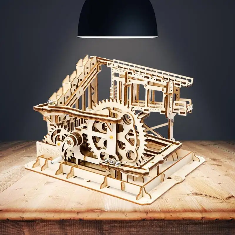

3D Waterwheel Coaster Building Blocks Model Marble Run Game Assembly Toys DIY Wooden Model Play For Children Birthday Gifts