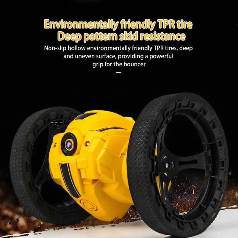 NEW Mini Cars Bounce Car PEG SJ88 2.4GHz RC Car with Flexible Wheels Rotation LED Light Remote Control Robot Car Toys for Gifts