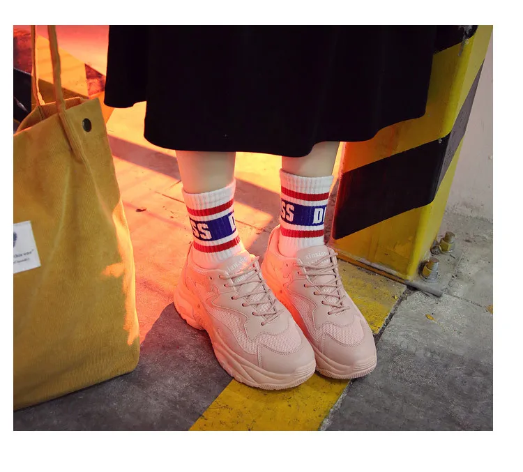 Respirantes Vulcaniser Mode pourpre De Épaisses Semelles Décontracté À Coudre Femmes blanc Solide forme Chaussures Med Hiver Plate Rose Baskets Lacets Pqw5U0