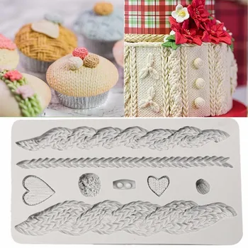 

20.1*11.4*1.3cm Cable Knit Shaped Silicone Cake Mold Cake Decoration Tools Fondant 3D DIY Cake Moulds Food Grade Cake Tools