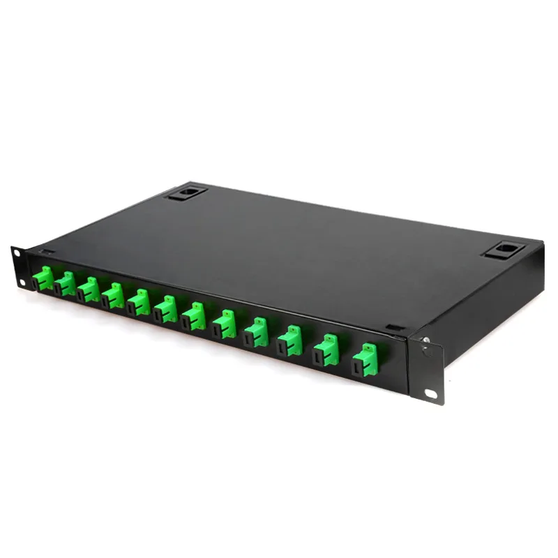 

12 Port Fiber Patch Panel SC FC LC Pigtail ODF 1U Optical Fiber Terminal Box Optical Fiber Distribution Frame Factory wholesale