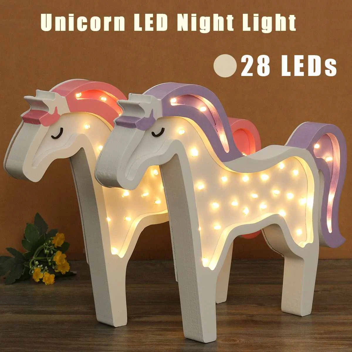 

LED Night Light Unicorn-shape LED Bedside Lamp for Children Gift Bedroom Decor Emergency Desktop Night Lamp No Batteries