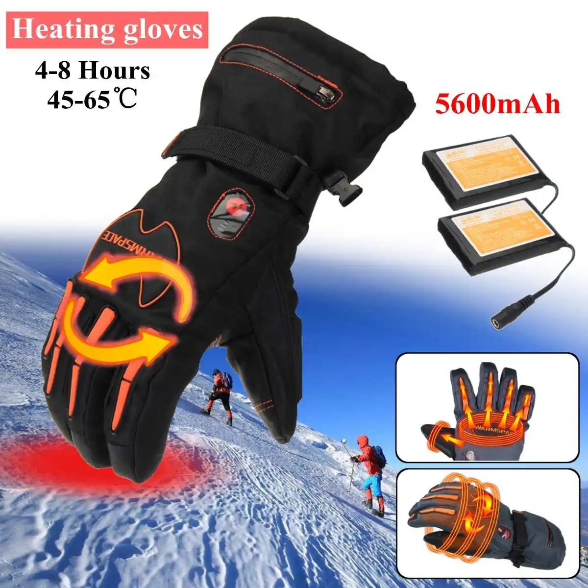 

Electric Heated Gloves 11200mAh Rechargeable Battery 7.4V Winter Hands Warmer Motorcycle Skiing Gloves Full Finger T ouchscreen