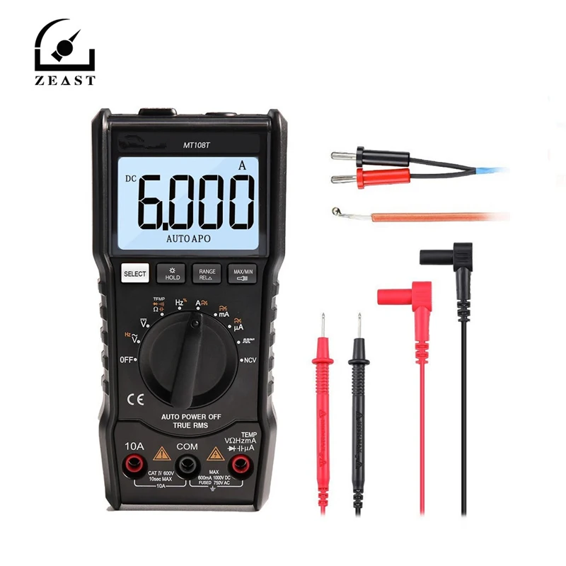 

MUSTOOL MT108T Square Wave Output True RMS NCV Temperature Tester Digital Multimeter 6000 Counts Backlight AC DC Current/Voltage