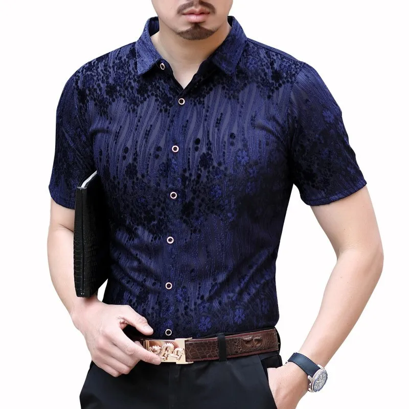 Camisa Hombre гавайская Мужская рубашка Camicia Uomo 2019 Social модная уличная прозрачная