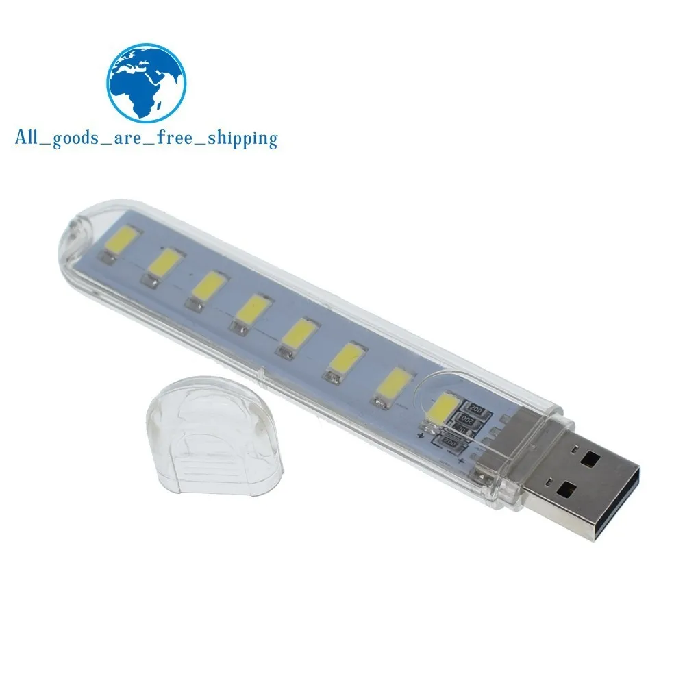 

TZT Mini Protable USB Night light 8leds 5730 SMD Book lights 5V For PC Laptops Computer Mobile Power Camping lamp