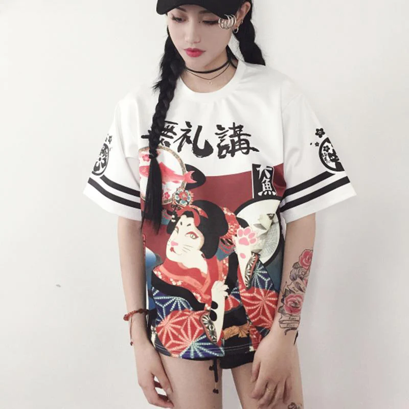 

Thefound 2019 Brand Fancy Spring summer Genki Japanese Girl Loose Shirt Student Teenager Harajuku shirt Women Lady Letter Top