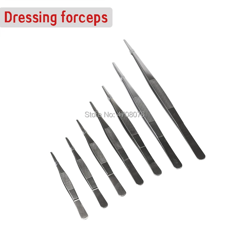 1set-pack-include-7-sizes-dressing-forceps-stainless-steel-precision-tweezers-straight-tip-clamps-medical-pliers-round-head