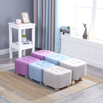 

Fashion Home Sofa Square Stool Cloth Art Living Room Tea Table Mound Wooden Creative Small Foot Stools Saddle Kids Stool Bench