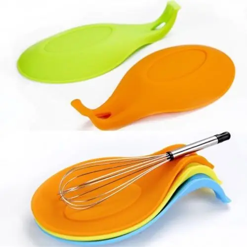 

Colorful Silicone Spoon Rest Kitchen Insulation Mat Placemat Holder Cooking Tool Silicone Spoon Pad