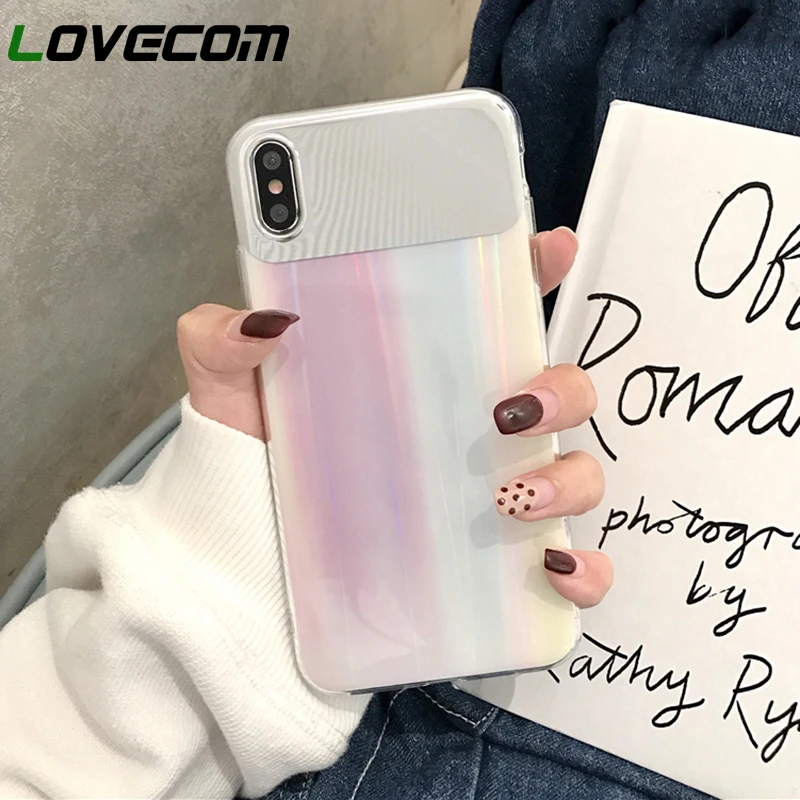 

LOVECOM Luxury Laser Dazzling Makeup Mirror Phone Case For iphone X XS Max XR 6 6S 7 8 Plus Full Body Soft IMD Phone Back Cover