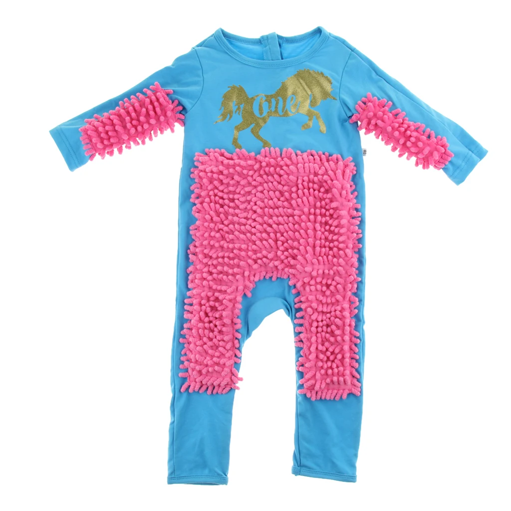 Baby Mop Romper Outfit Unisex Boy Girl Polishes Floors Cleaning Mop