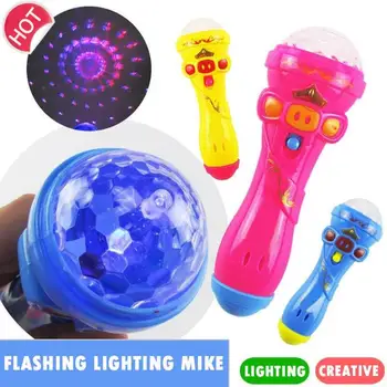 

Creative Microphone Model Lighting Toys Wireless Music Karaoke Flashing Projector Mike Kids Toy Gift