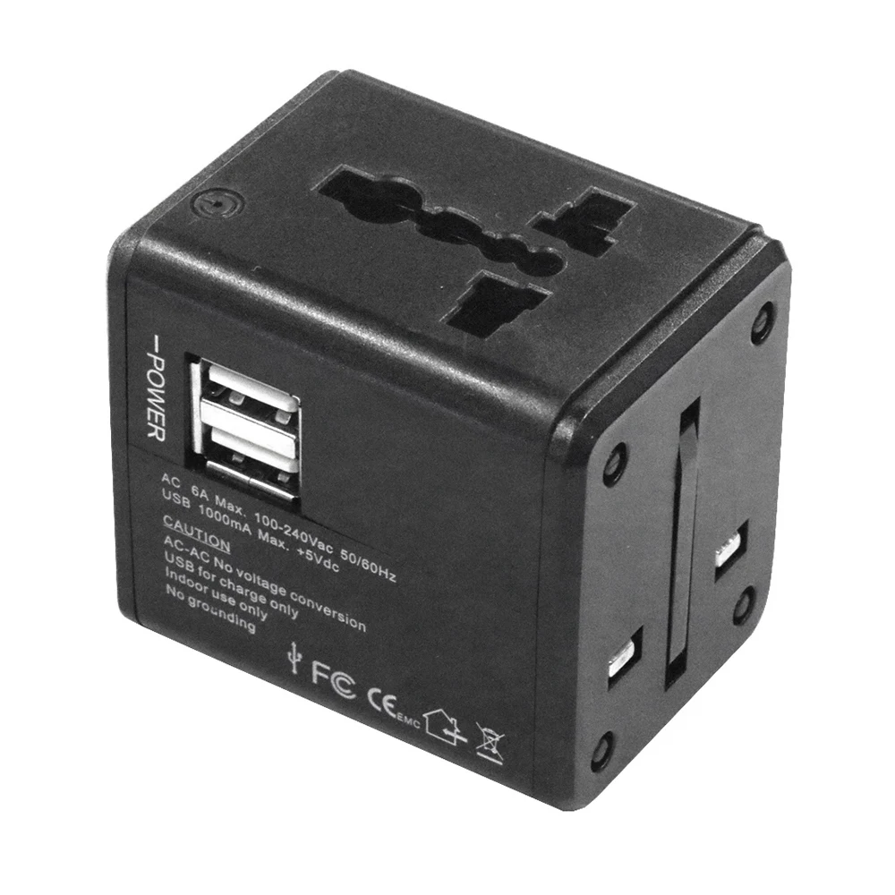 Универсальный дорожный адаптер переменного тока розетка с двойным Usb зарядным