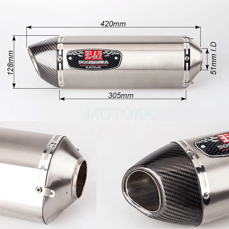 MT03 CBR300R GSX250R GSXR600 K8 R1 FZ1 FZ8 de Escape de la motocicleta tubo de fibra de carbono Universal entrada 51mm Yoshimura silenciador de Escape