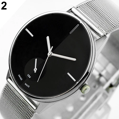 Women\'s Men\'s Classic Quartz Stainless Steel Mesh Band Wrist Watch Lover\'s Gift couple