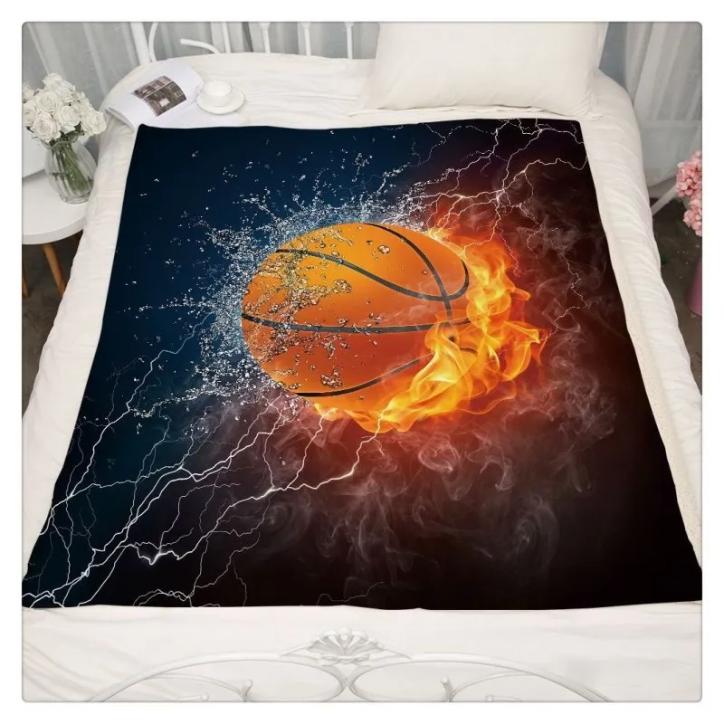 Подушка для дивана Коврик для йоги одеяло воздухопроницаемое одеяло толстое Двухслойное плюшевое с цифровым 3d-рисунком одеяло баскетбольная серия