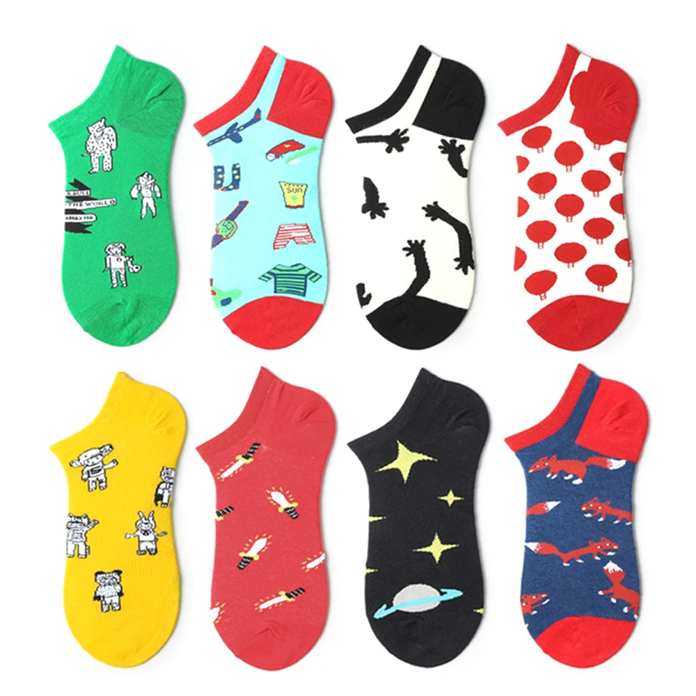 

Summer Women Cute Cartoon Pattern Ankle Socks Funny Colorful Casual Female Fashion Invisible Cotton Boat Socks