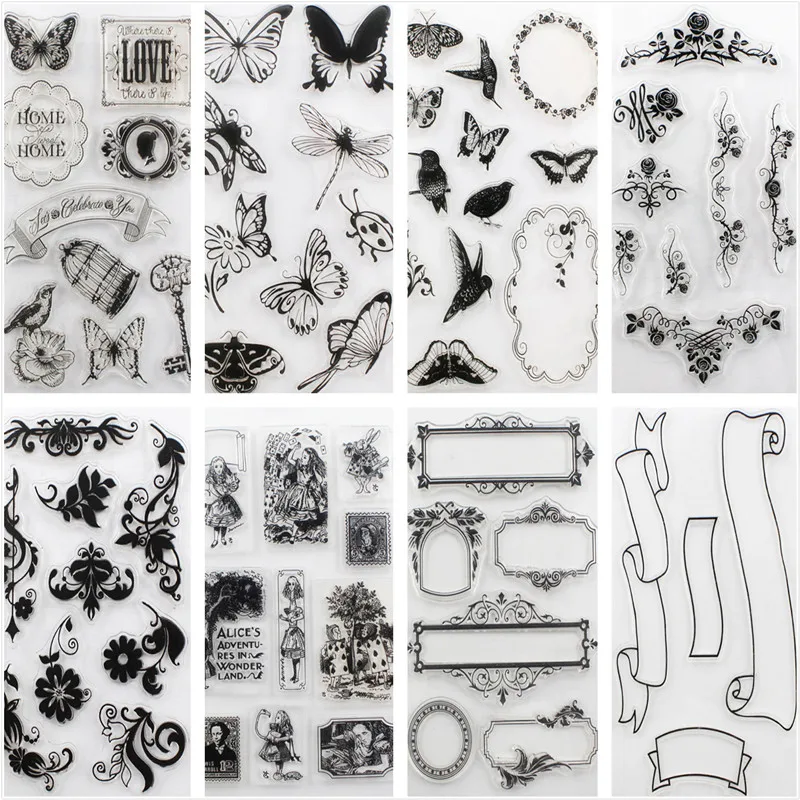 

2019 Newest DIY transparent scrapbook handmade stamp Hot Decorative Films Flower Transparent Silicone Stamps Sheet Scrapbooking