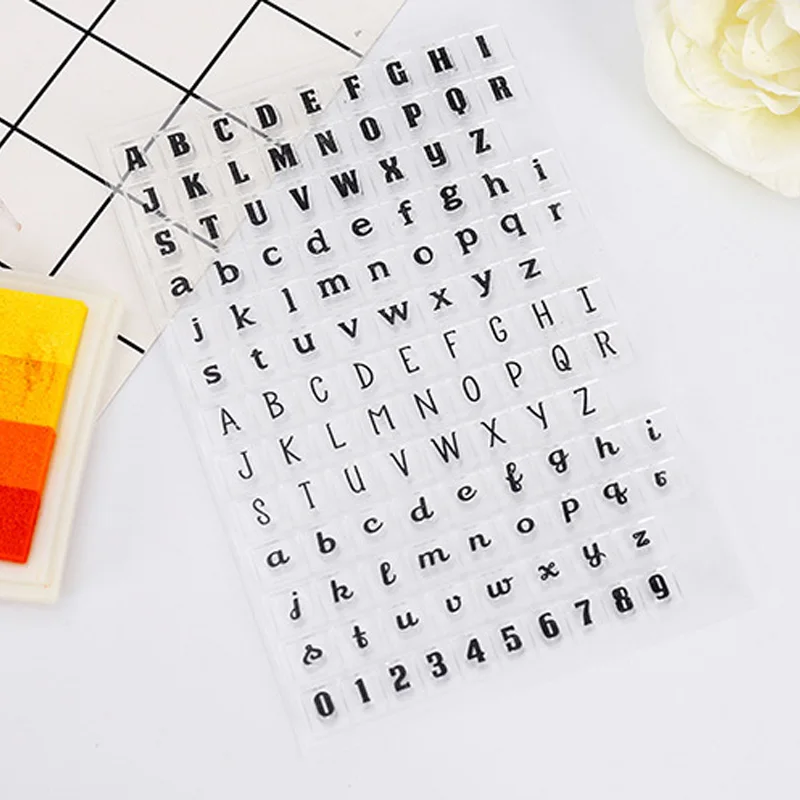 

Clear Stamp Sheets Rubber Stamp Silicone Seal Photo Album Decor Handbook DIY Scrapbooking English Alphabet Series