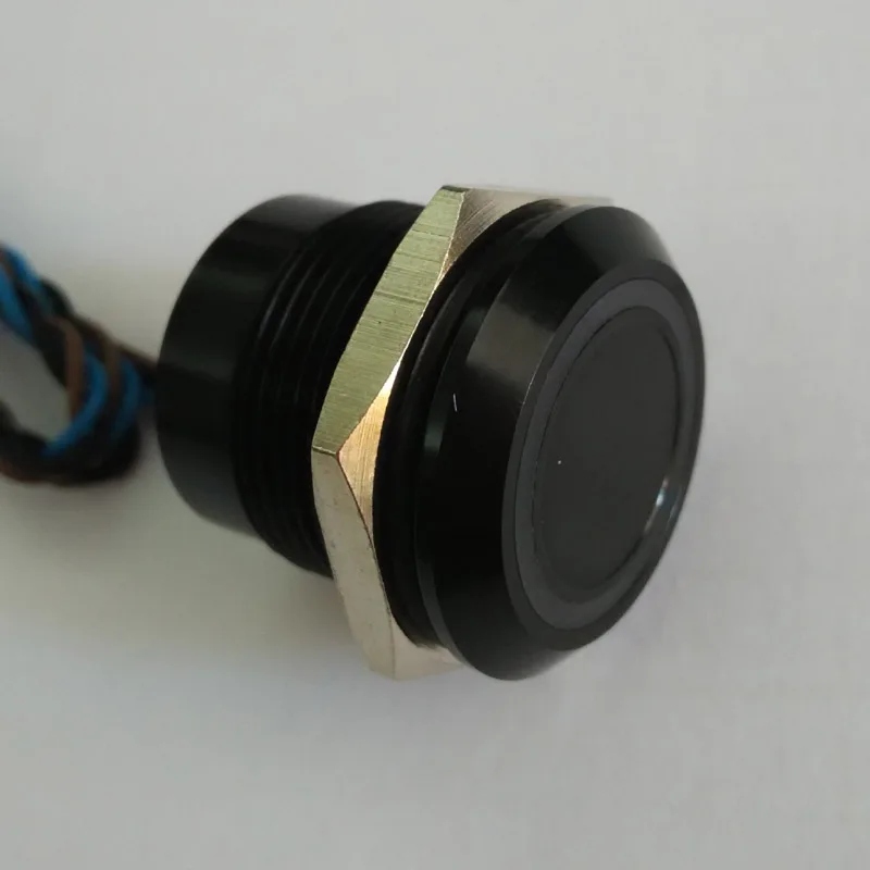

19mm Latching normal open Black aluminium touch sensor piezo button switch with 5V BLUE ring LED
