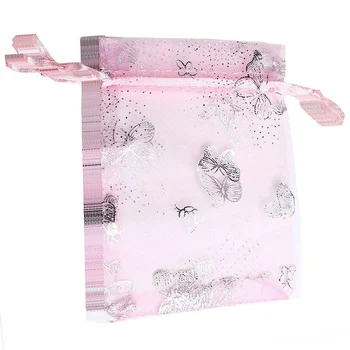 

Hot Sale Organza Gift Bags, 100pcs Drawstring Jewelry Candy Chocolate Favor Pouch Bags Party Wedding(4.7x3.5-inch),Pink