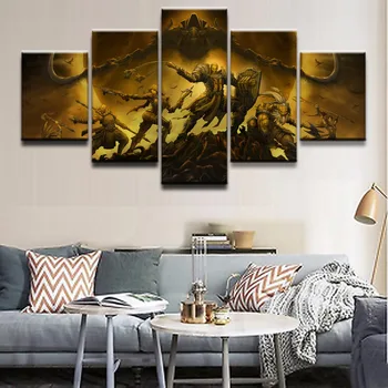 

Modern Wall Art Picture Home Decor 5 Panel Game Diablo III Reaper Of Souls Character Painting On Canvas Poster And Prints Frame