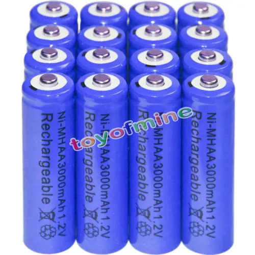 16pcs AA battery NI MH 3000mAh 1.2V Blue Rechargeable battery Bulk Nickelaa batterybattery