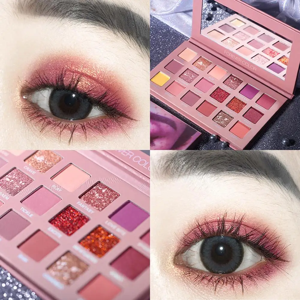 

18-color Makeup Eyeshadow Palette Glitter Shiny Eye Shadow Sequins Matte Makeup Palette Eye Shadow Powder Disc Waterproof Beauty