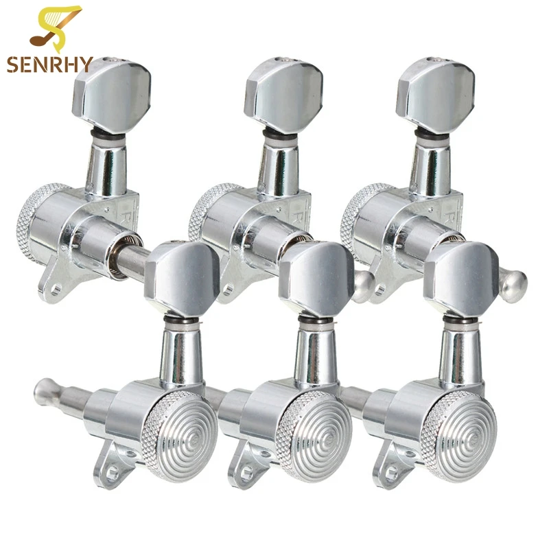 

6 pcs/set 3R 3L Chrome Electric Acoustic Guitar String Tuning Pegs Locking Tuners Keys Machine Heads Guitar Parts & Accessories