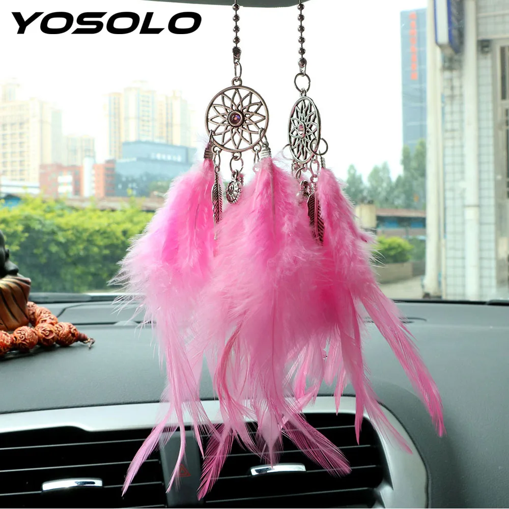 YOSOLO Car Ornament Dream Catch Handmade Dreamcatcher Wind Chimes Feather Decoration Car Mirror Hanging Pendant Car-styling YOSOLO Car Ornament Dream Catch Handmade Dreamcatcher Wind Chimes Feather Decoration Car Mirror Hanging Pendant Car-styling