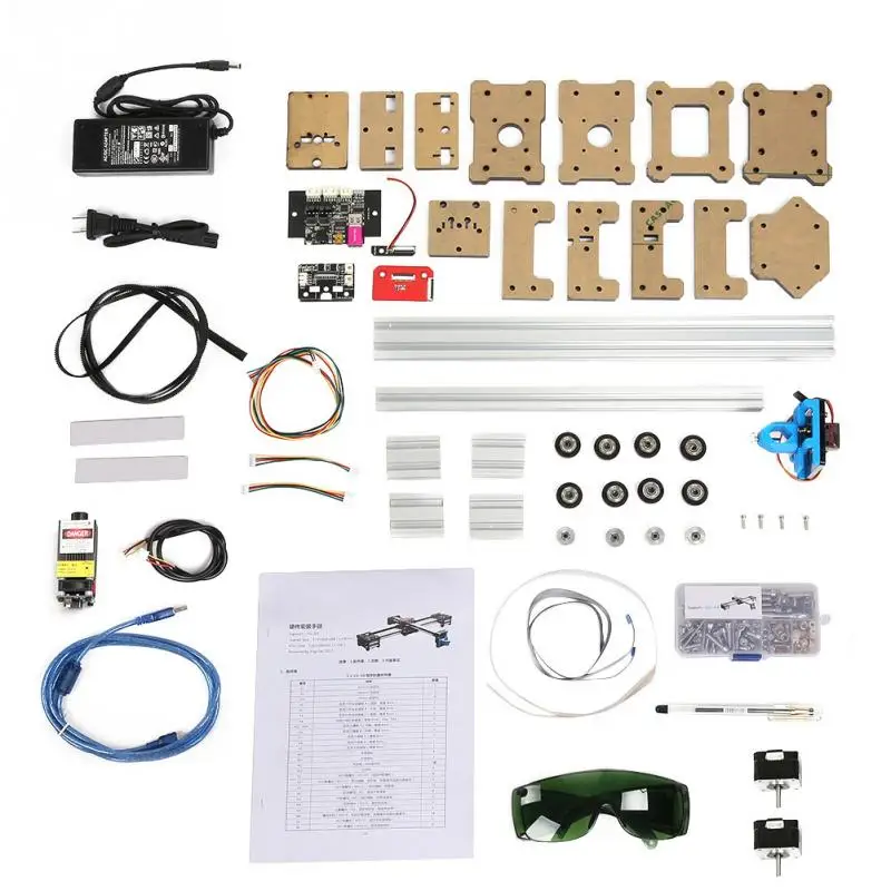 2 оси DIY CNC координатный плоттер ручка чертежная машина Робот с 5 W лазером 100