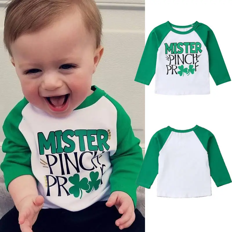 2019 Spring St. Patrick's Day Tops Baby Boy Long Sleeve Green Lucky
