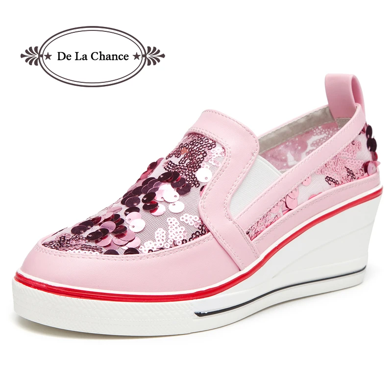pink glitter platform sneakers