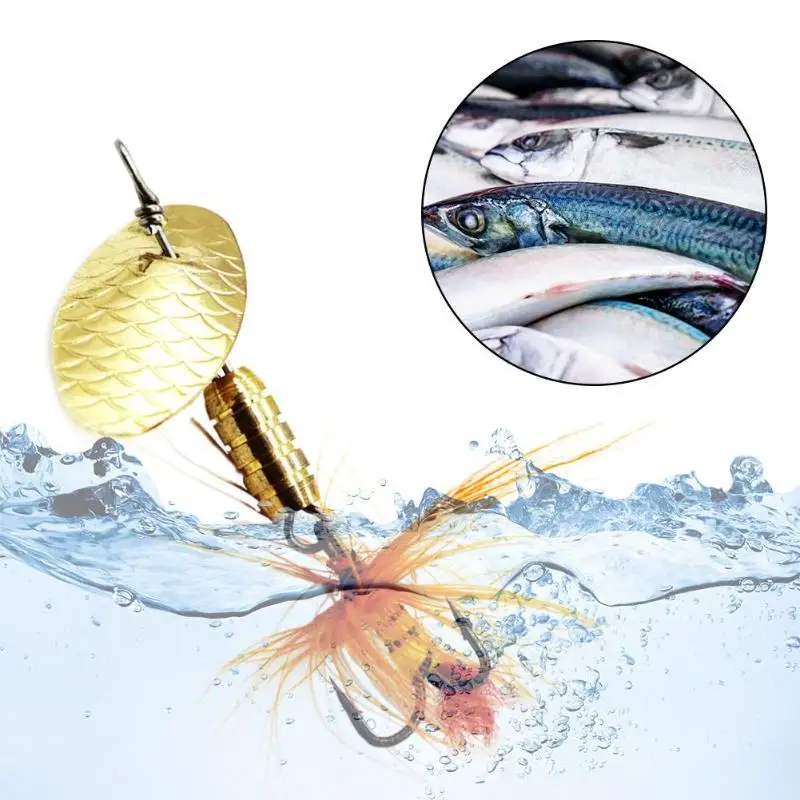 LUSHAZER 4.6cm-5.5cm Sequin cuillère leurres de pêche Pesca Iscas métal Spinner plume manivelle appâts de pêche dur poisson leurre matériel