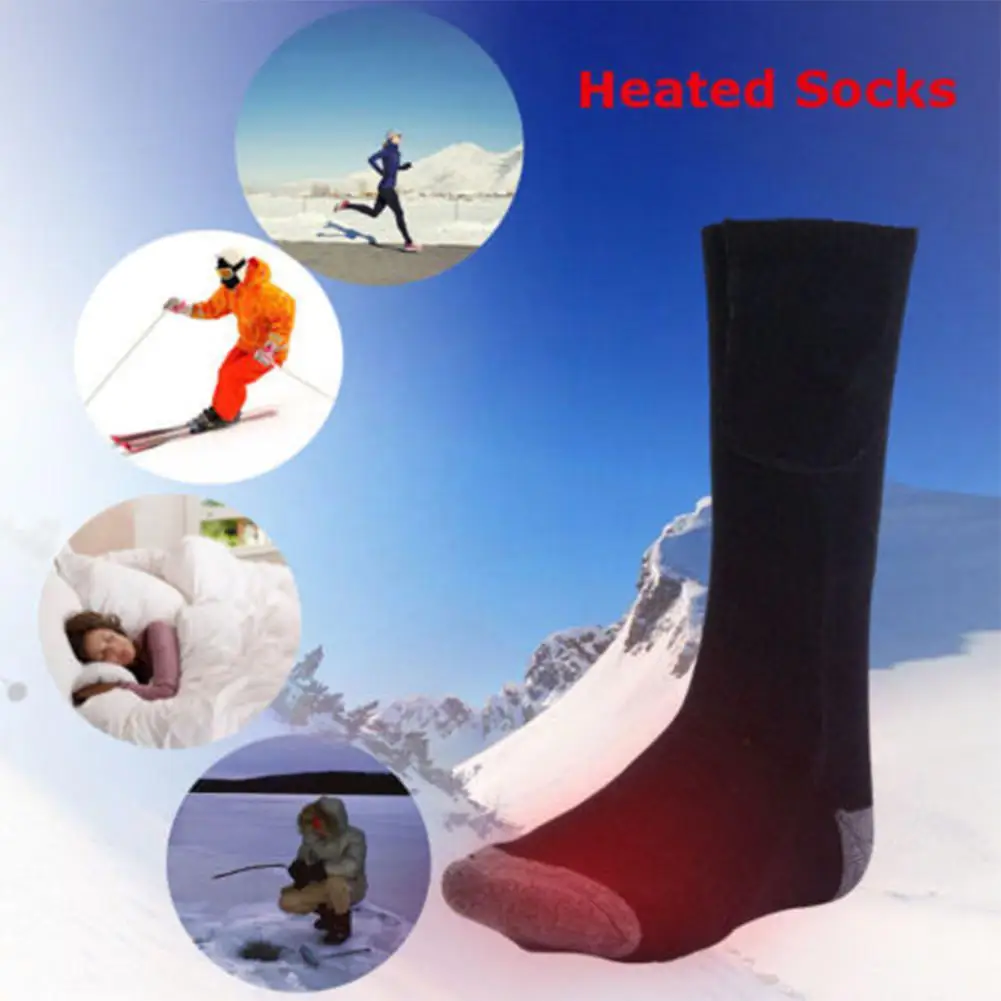 

Mounchain Winter 3V Electrically Heated Sport Socks Soft Cotton Double Layer Thermal Heating skiing Socks with Battery Box