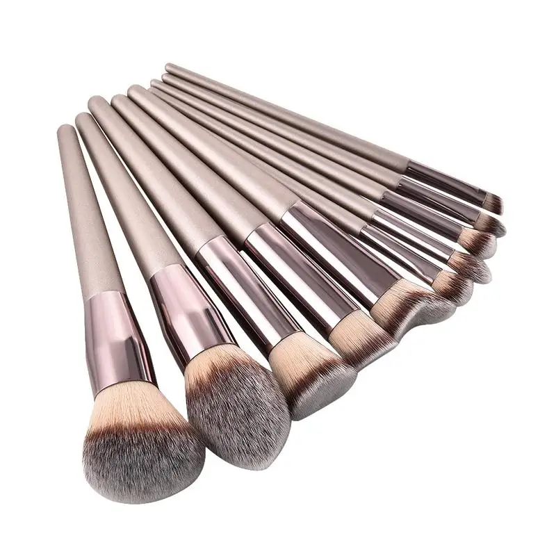 

10pcs Luxury Champagne Makeup Brushes Set Foundation Powder Blush Eyeshadow Concealer Large Make Up Brush Cosmetics Beauty Tool
