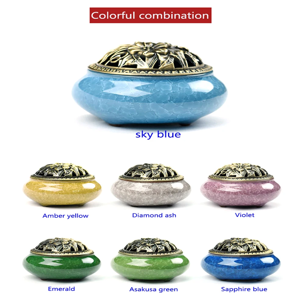 

Ceramic Incense Burners Portable Porcelain Censer Buddhism Incense Holder Home Teahouse Yoga Studio Incense Gift Home Decorati