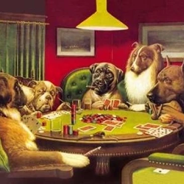 Poker Dogs: A Bold Bluff 1903 постер печать C.M. Кулидж (12x18) | Дом и сад