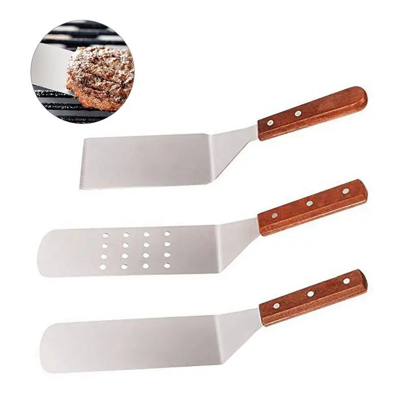  Kitchen Shovel Stainless Steel Cooking Spatula Griddle Scraper Turner for Frying Pan Fried Steak Te