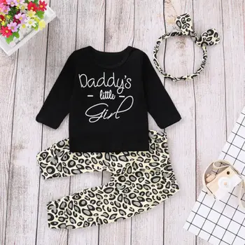 

Newborn Kid Baby Girl Clothes Leopard Print Clothes Tops T Shirt Pants Tracksuit Outfits Kid Set