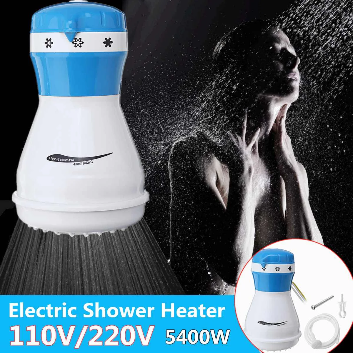 5400W Electric Heaters With Shower Head Instant Water 110V/220V Non impounding Heaters Electric Water Heating for Bath