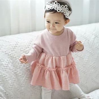 

Lovely cozy ruffles lace romper baby girls cotton long sleeve newborn jumpsuit toddler baby onesies children overalls