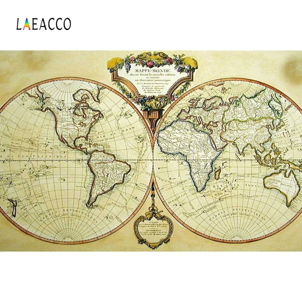 

Laeacco Retro World Map Earth Backdrop Photography Backgrounds Customized Photographic Backdrops For Photo Studio