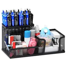 Настольный органайзер, черная металлическая сетка для стола, Стильная Офисная подставка для карандашей, элегантный контейнер для хранения