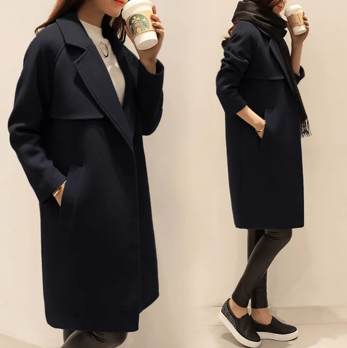 Manteaux 9130 Manteau Femmes Hiver 2018 Noir New Laine Forme Long Mince Cocon ga4nqvp