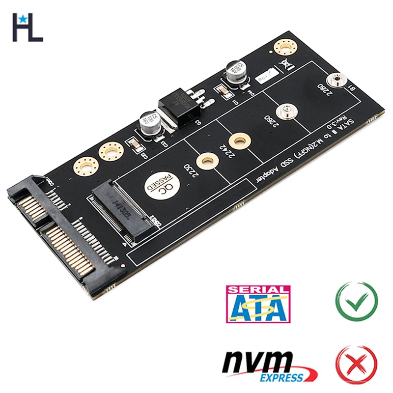 Адаптер HL SATA III для SSD позволяет преобразовать M.2 ключ B в стандартный 2 5 дюйма с